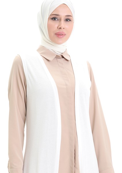 Viskon Penye Uzun Salaş Yelek 8744-02 Ekru modelleri