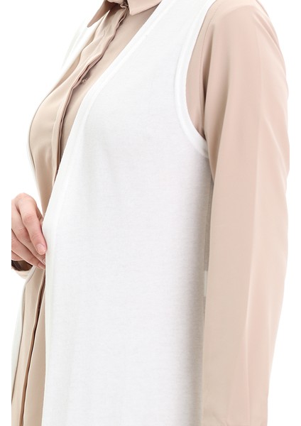 Viskon Penye Uzun Salaş Yelek 8744-02 Ekru fırsatları