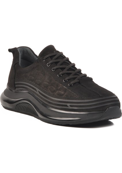 Siyah Nubuk Hakiki Deri Erkek Sneaker 1004 M