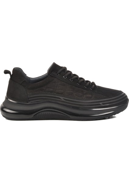 Siyah Nubuk Hakiki Deri Erkek Sneaker 1004 M