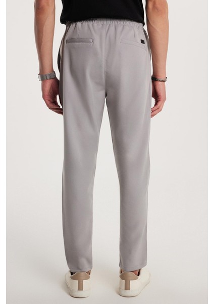 Erkek Beli Lastikli Bağcıklı Jogger gri Pantolon Rahat Kesim Yan Cepli modelleri