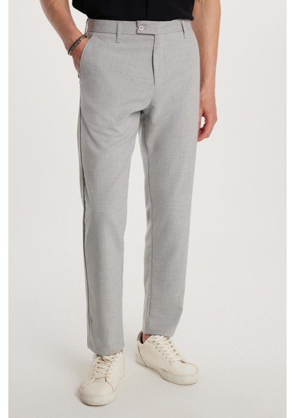 Erkek Esnek Yan Cepli Bilek Boy Canvas Kesim Gri Pantolon