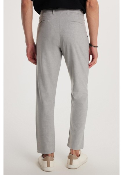 Erkek Esnek Yan Cepli Bilek Boy Canvas Kesim Gri Pantolon