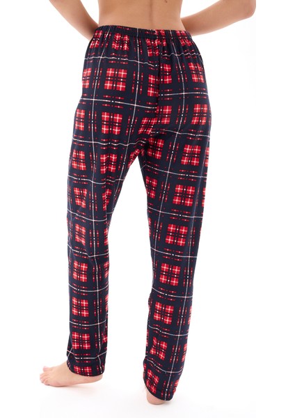 Kadın Desenli Yumuşak Dokulu Örme Süet Kadife Pijama Altı