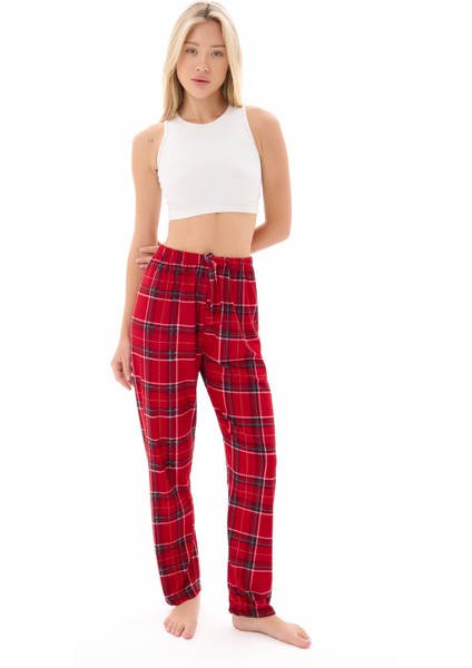 Kadın Desenli Yumuşak Dokulu Örme Süet Kadife Pijama Altı