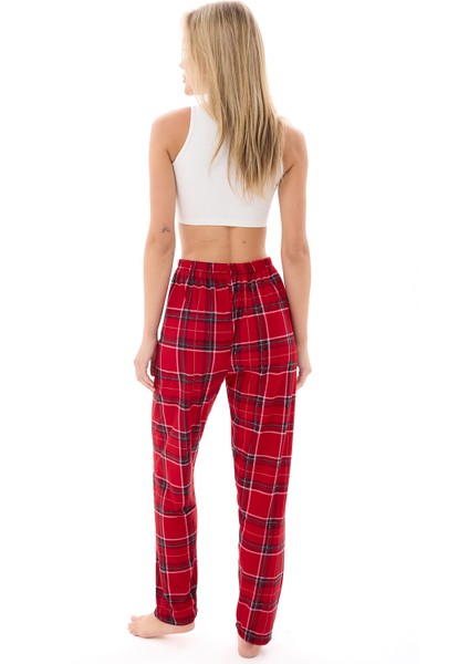 Kadın Desenli Yumuşak Dokulu Örme Süet Kadife Pijama Altı