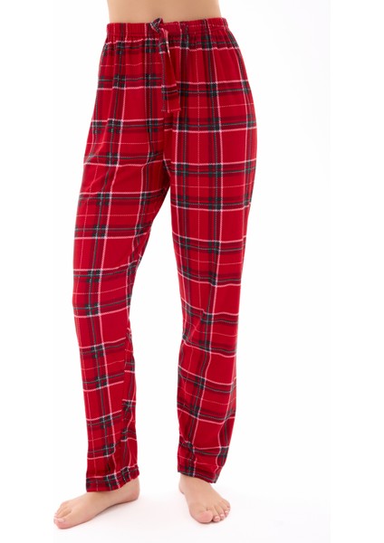 Kadın Desenli Yumuşak Dokulu Örme Süet Kadife Pijama Altı