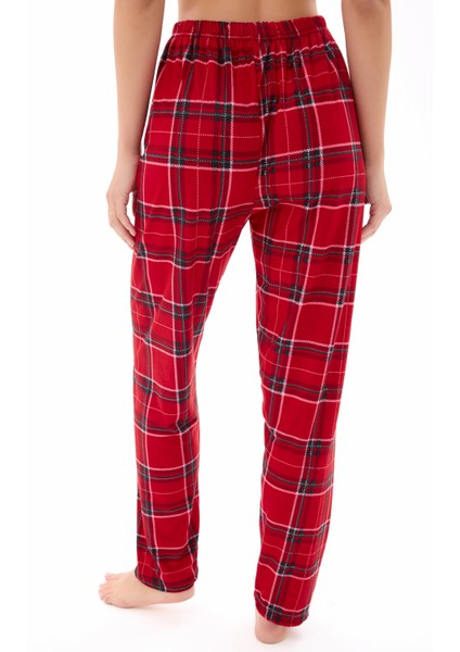 Kadın Desenli Yumuşak Dokulu Örme Süet Kadife Pijama Altı