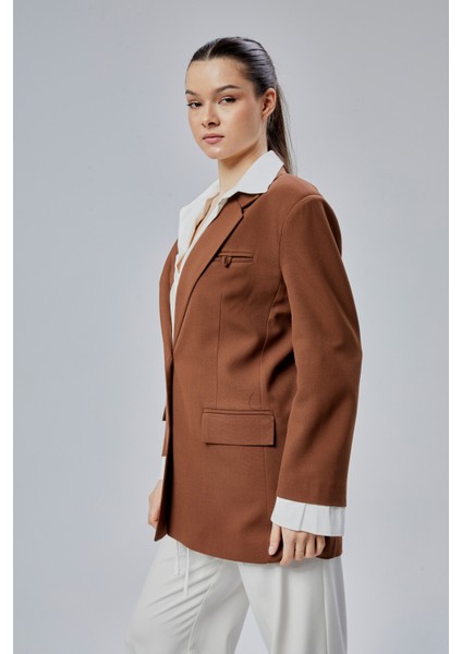 Kahverengi Gömlek Detaylı Regular Blazer Ceket fiyatları