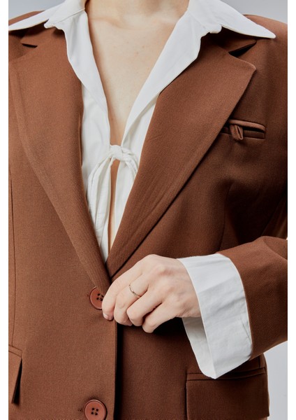 Kahverengi Gömlek Detaylı Regular Blazer Ceket modelleri