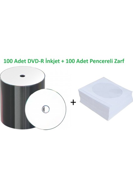 Inkjet Printable Dvd-R + Zarf 100 Adet
