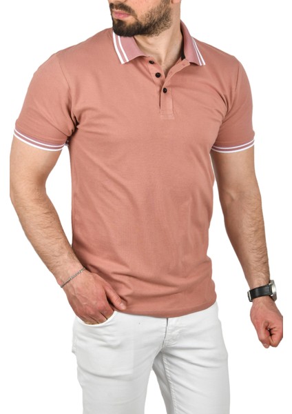 Slim Fit Pamuklu Kumaş Polo Yaka Tişört Nefes Alan Dar Kesim Kıvrılmaz Yaka Tişört 2503021 fiyatları