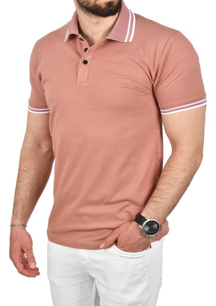 Slim Fit Pamuklu Kumaş Polo Yaka Tişört Nefes Alan Dar Kesim Kıvrılmaz Yaka Tişört 2503021 fırsatları