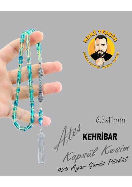 925 Ayar Gümüş Püsküllü Ateş Kehribar Kapsül Kesim 6,50X11 fırsatları