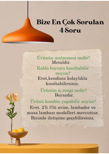 Champion Turuncu Tekli Avize Sarkıt Salon Mutfak Ofis Cafe Butik Lamba Aydınlatma Avizeler