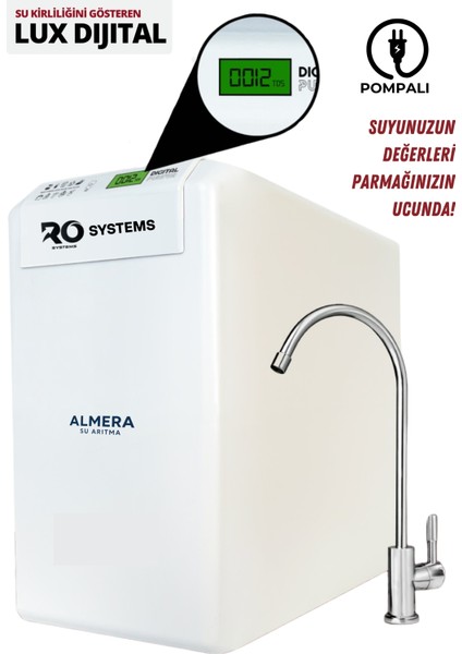 Dijital Ekranlı 9 Aşamalı Ro Su Arıtma Cihazı Çelik Tank Ekstra Mineralli