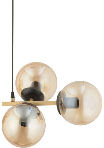 Cross 6'lı Eskitme Bal Rengi Glob Camlı Modern Sarkıt Avize Oturma Odası Salon