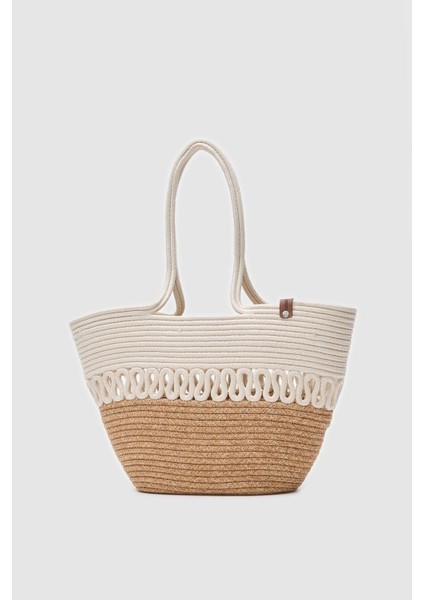 Miami Beyaz Handmade Hasır Omuz Çantası