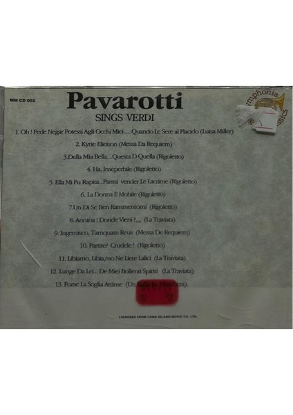 Dikkat CD CD Luciano Pavarotti – Pavarotti Sings Verdi 1990LAR Baskı Müzik CD fiyatları