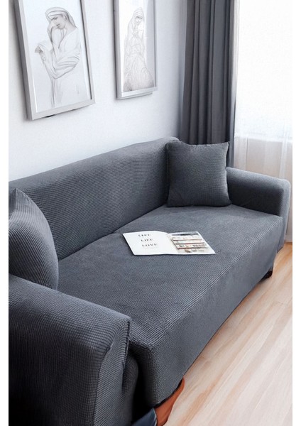 Hansarayhome Hansaray Likrali Streç Lastikli Esnek Yikanabilir Kare Desen Üç Kişilik Kotuk Örtüsü Koltuk Kılıfı