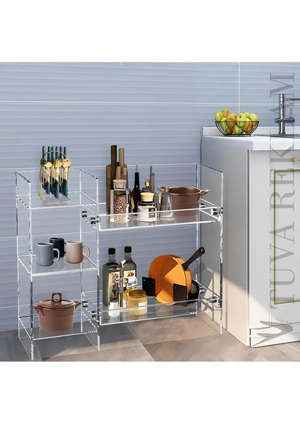 Şeffaf Pleksi Banyo Mutfak Salon Şifonyer Dresuar ( Vida Kapağı Gold - Gümüş Seçenekli )