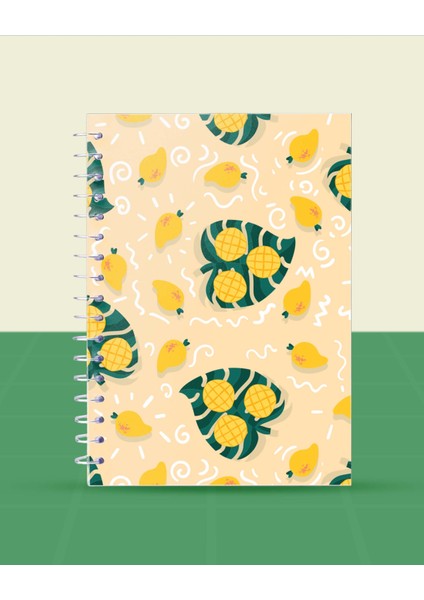 Pattern Meyveler Koleksiyonu - A6 Spiralli 5 Adet Meyve Temalı Defter - 10,5X20,5 cm