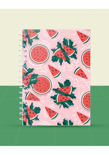 Pattern Meyveler Koleksiyonu - A6 Spiralli 5 Adet Meyve Temalı Defter - 10,5X20,5 cm