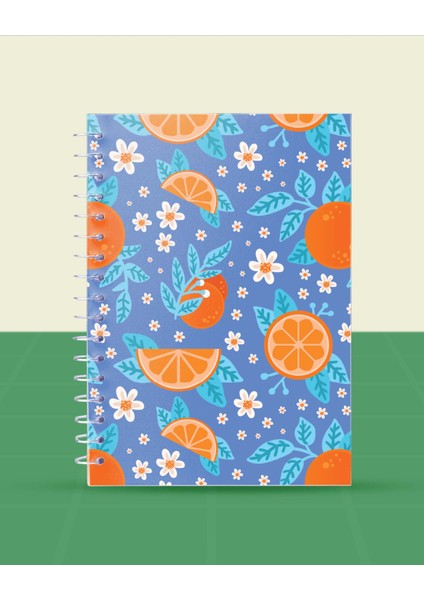 Pattern Meyveler Koleksiyonu - A6 Spiralli 5 Adet Meyve Temalı Defter - 10,5X20,5 cm