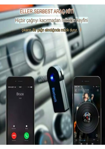 3.5mm 120MAH Bluetooth Kablosuz Aux Araç Kiti Ses Hoparlör Universal Çevirici fırsatları
