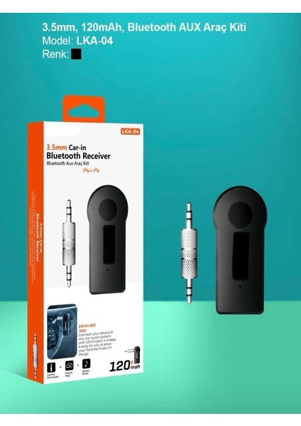 3.5mm 120MAH Bluetooth Kablosuz Aux Araç Kiti Ses Hoparlör Universal Çevirici indirimleri
