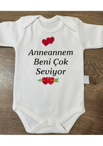 Yazılı Zıbın Anneannem Beni Çok Seviyor Yazılı Bebek Zıbını