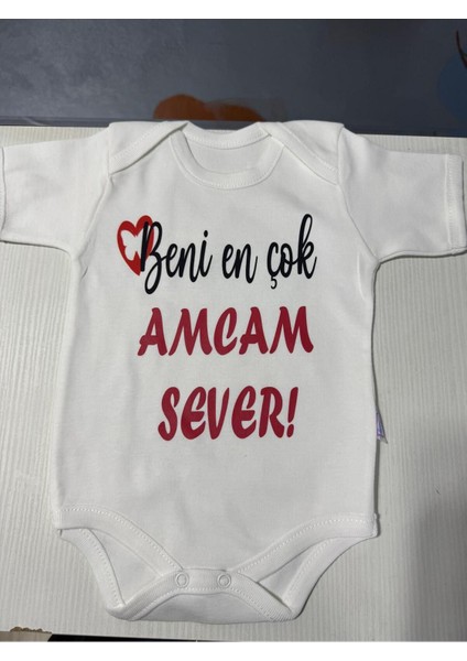 Yazılı Zıbın Beni En Çok Amcam Sever Yazılı Bebek Zıbını