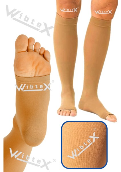 Diz Altı Varis Çorabı Burnu Açık (Ten Rengi) Orta Basınç Ccl2(Çift Bacak)