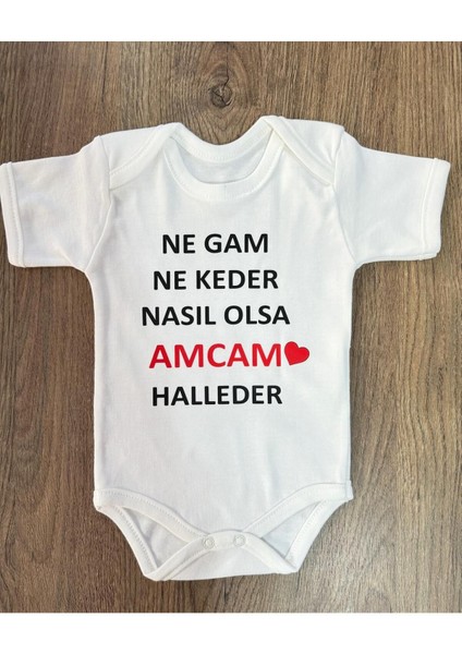 Yazılı Zıbın Amcam Halleder Yazılı Bebek Zıbını