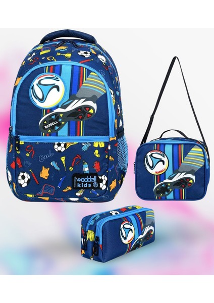 Lisanslı Futbol Desenli Erkek Okul Sırt Çantası & Beslenme Çantası ve Kalemlik