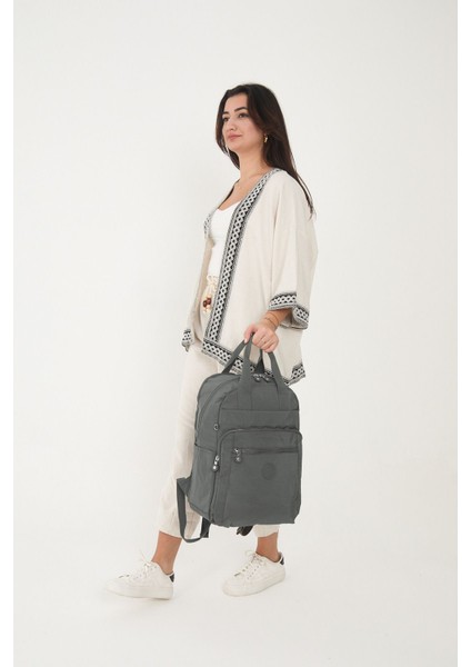 Srg Unisex Suya Dayanıklı Krinkıl Kumaş Çok Gözlü Koyu Gri Laptop Okul ve Seyahat Sırt Çantası fırsatları