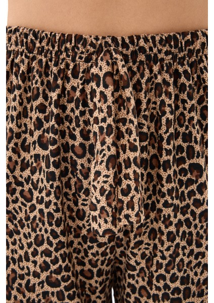 Kadın Desenli Yumuşak Dokulu Örme Süet Kadife Pijama Altı indirimleri