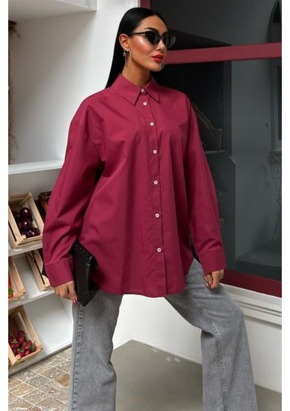 Klasik Oversize Poplin Gömlek 3421