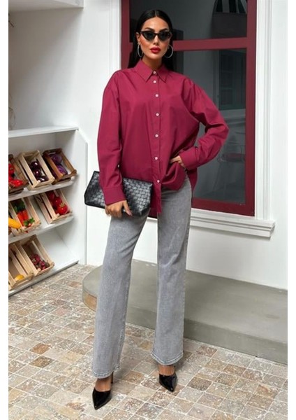 Klasik Oversize Poplin Gömlek 3421