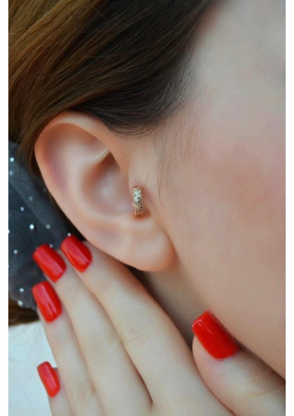 Bombeli Taşlı Halka Tragus Piercing Helix Kıkırdak Rose Gold Renk fiyatları