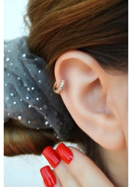 Bombeli Taşlı Halka Tragus Piercing Helix Kıkırdak Rose Gold Renk indirimleri