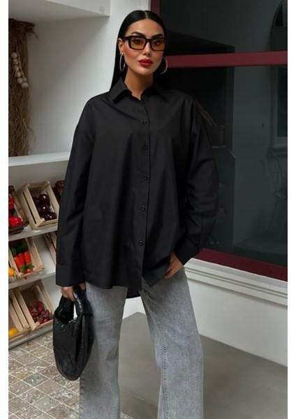 Klasik Oversize Poplin Gömlek 3421
