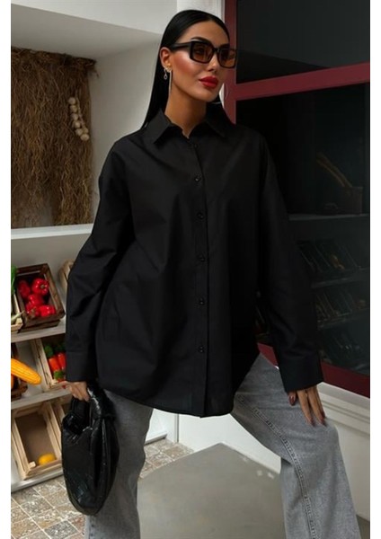 Klasik Oversize Poplin Gömlek 3421