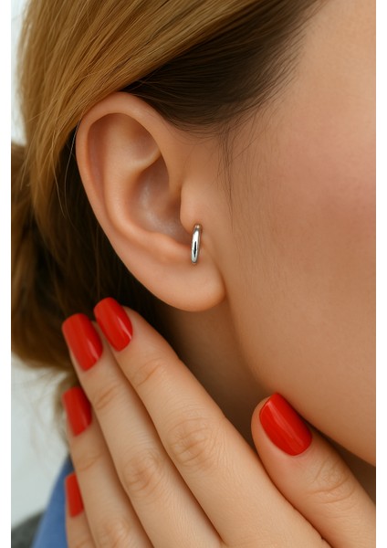 Gümüş Renk 6 mm Mini Halka Piercing Forward Helix Tragus Piercing Daith Helix