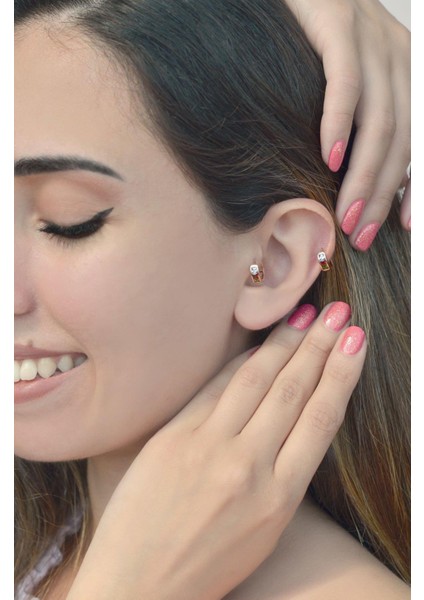 Renkli Halka Piercing Tragus Helix Kıkırdak Küpesi