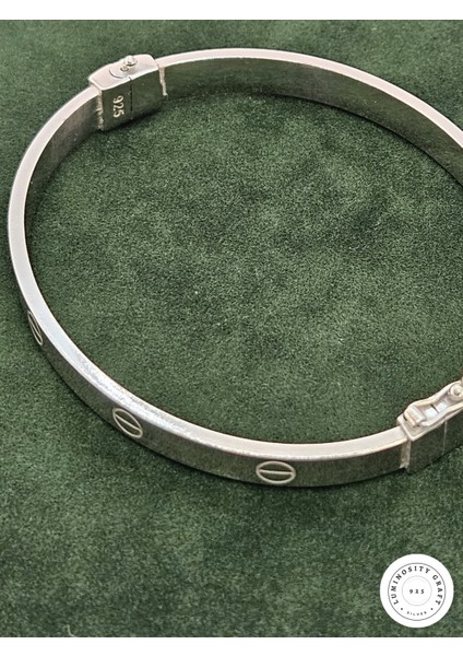 6.5mm 925 Ayar Gümüş Modern Düz Model Kadın Kelepçe Bileklik