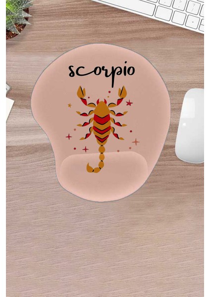 Damla, Scorpio, Burçlar, Akrep Burcu Sembolü, Bilek Destekli Ergonomik Mouse Pad, Bilgisayar Fares,pedi