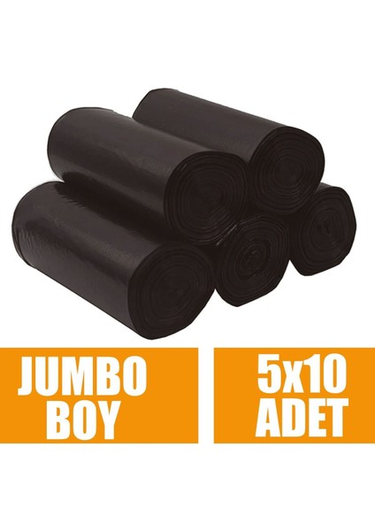 Çöp Torbası Jumbo Boy 10’lu 5 Rulo 300 gr Ultra Kalın 80X110 Çöp Poşeti