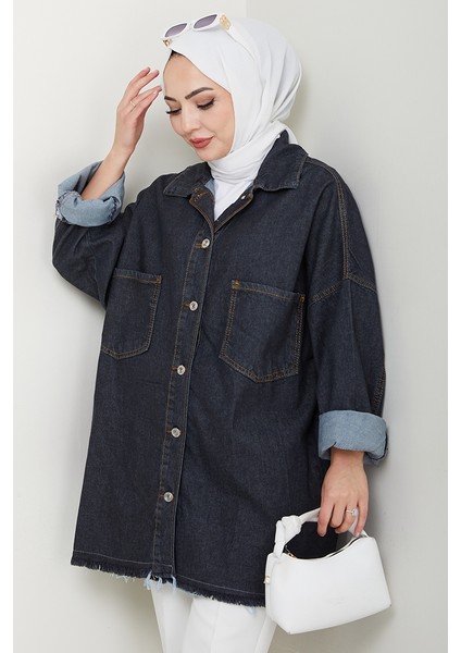 Püsküllü Oversize Kot Ceket 1458 - Antrasit