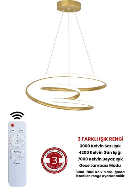 3 Renk Kumandalı Gold Dimmerli LED Avize Galaksi Ledli Avize